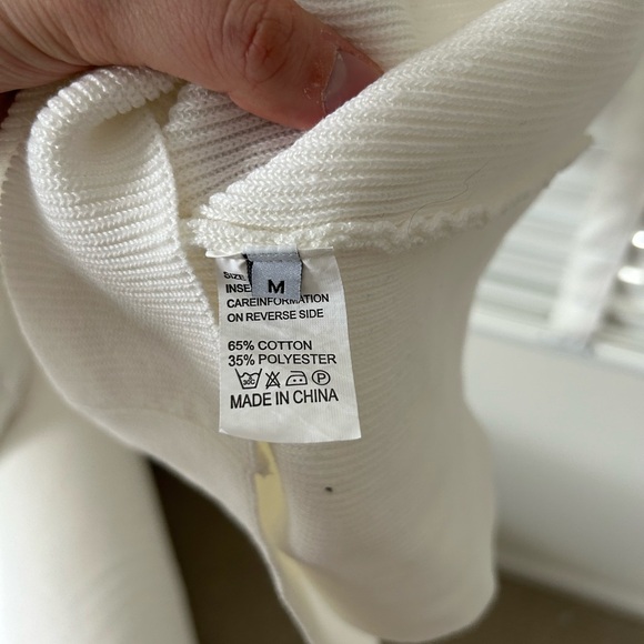 Knit Midi Dress Strapless White Knotted Bandeau Ribbed Medium - Picture 4 of 7